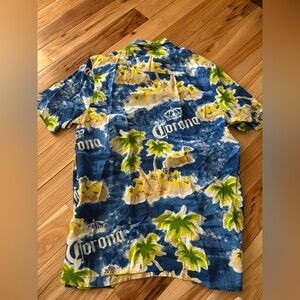 Corona Hawaiian Shirt with Palm Tree Print